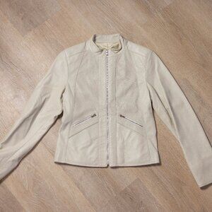Livar Livian Palli Italian Jacket in Cream White Vera Pelle Size 42 (Size 6 US)